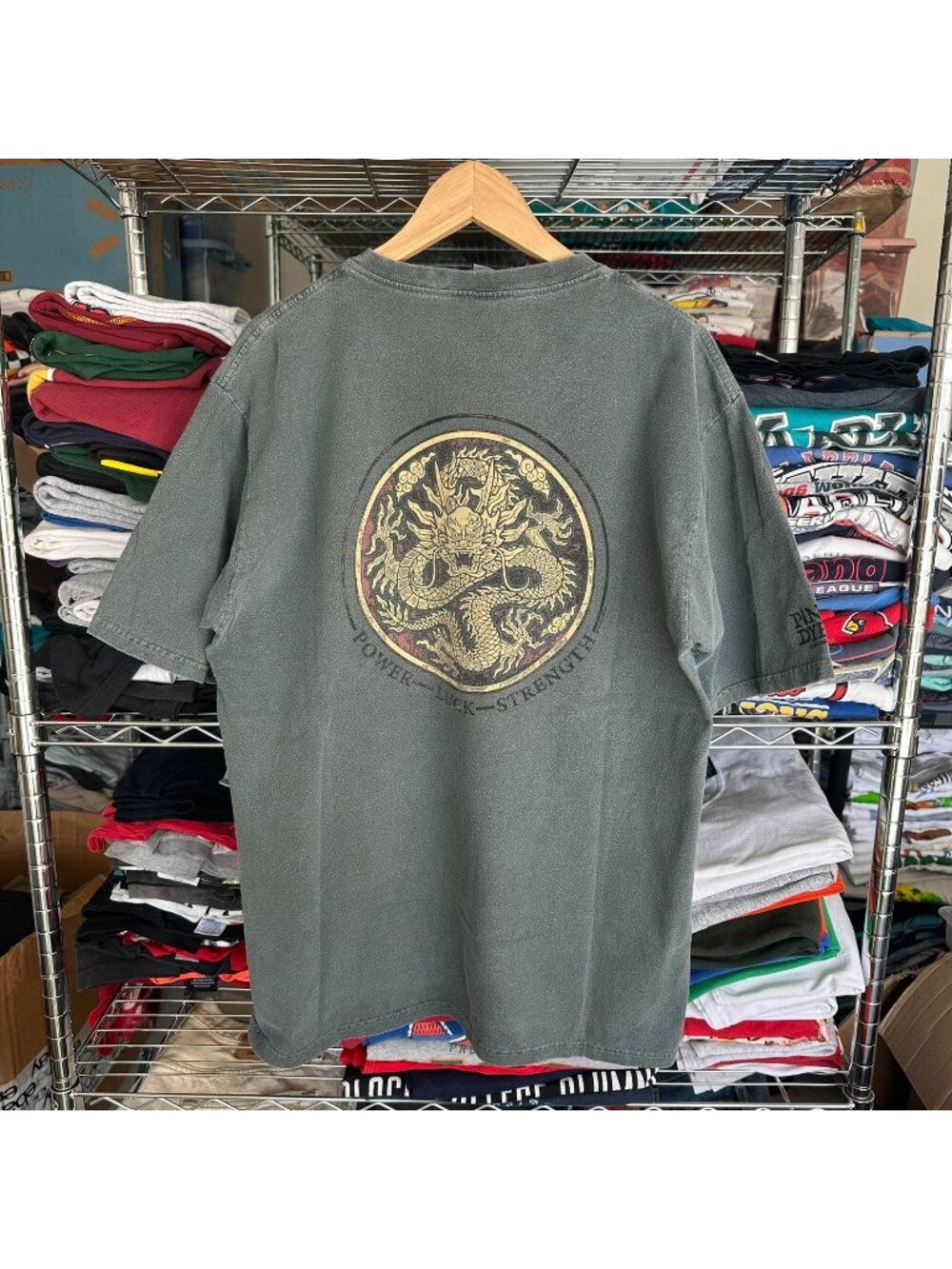 Vintage 90s Crazy Shirts Chinese Dragon T-Shirt Gray L Skate Grunge Streetwear